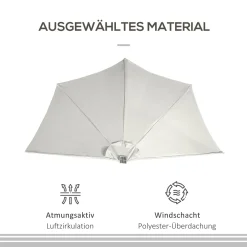 Outsunny Sonnenschirm, 270 X 240 Cm Halbshirm, Balkonschirm Mit LED, Halbrunder Terrassenschirm Mit Handkurbe, Solarpaneel, Für Garten, Metall, Beige 13 Outsunny Sonnenschirm, 270 X 240 Cm Halbshirm, Balkonschirm Mit LED, Halbrunder Terrassenschirm Mit Handkurbe, Solarpaneel, Für Garten, Metall, Beige -Garten- & Gewächshäuser Geschäft eb261b4bf4fabcb2fd46fcf30741679a