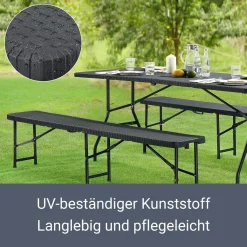 Juskys Bierzeltgarnitur Amberg 3-teilig & Klappbar – 180 X 74 X 74 Cm – 2 Bierbänke & 1 Biertisch In Rattan-Optik Gartenmöbel-Set Festzeltgarnitur -Garten- & Gewächshäuser Geschäft eb51449408377c70d5fa5e57ce4cbd05