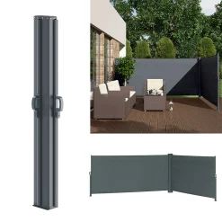 Oskar Kinderland Doppel Seitenmarkise Sichtschutz 160x600cm Sonnenschutz Seitenrollo Eck Markise Anthrazit