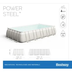 Bestway Power Steel™ Frame Pool Komplett-Set, Eckig, Mit Sandfilteranlage, Sicherheitsleiter & Abdeckplane 732 X 366 X 132 Cm -Garten- & Gewächshäuser Geschäft eb90286e36e143f0ef8167af63560faa
