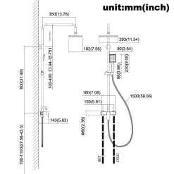 Auralum Regendusche Duschsystem Regenduschset Klassisches Schwarz Inkl. Kopfbrause Handbrause Höhenverstellbar Duschset Für Bad -Garten- & Gewächshäuser Geschäft eba1affd70358d4e774b695fdfe53c4c