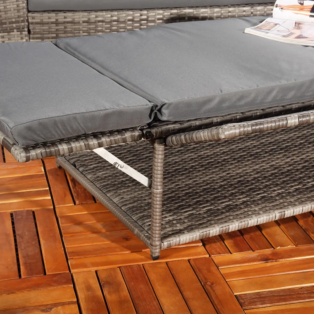 Mucola Lounge Gartenmöbel Sofa Bank Tisch Klappbar Rattan Gartenset Sitzmöbel Grau NEU 5 Mucola Lounge Gartenmöbel Sofa Bank Tisch Klappbar Rattan Gartenset Sitzmöbel Grau NEU – Bild 5