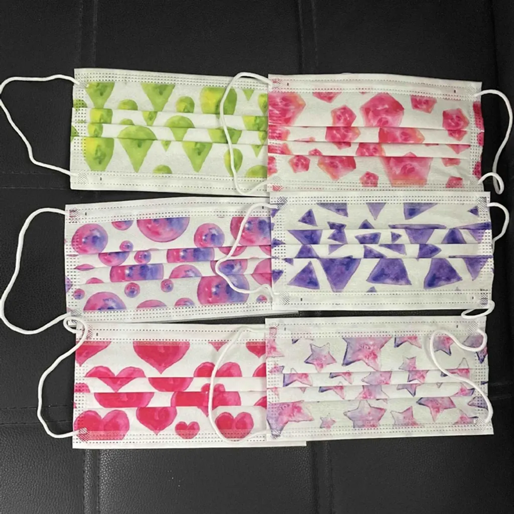 Jinaishop 50 Stück Maske Erwachsenen Einwegmaske Niedlich Und Schön Druck Staubmasken Schutzmasken-Stern Druck 3 Jinaishop 50 Stück Maske Erwachsenen Einwegmaske Niedlich Und Schön Druck Staubmasken Schutzmasken-Stern Druck – Bild 3
