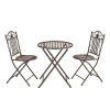 En.casa Bistro Set Biella Balkonset 3-tlg. Tisch 2 Stühle Essgruppe Sitzgruppe Gartenmöbel Stahl Edelrost-Braun