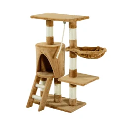PawHut Kratzbaum Katzenbaum Katzenkratzbaum Katzen Kletterbaum Katzenbett Spielbaum Braun 30x55x96cm