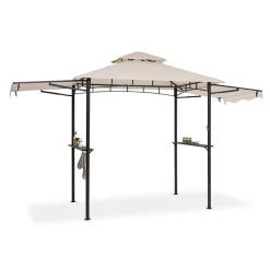 Blumfeldt Steakhouse Wings Pavillon 244x260x152cm 160 G/m² Polyester Flammhemmend Stahl Beige