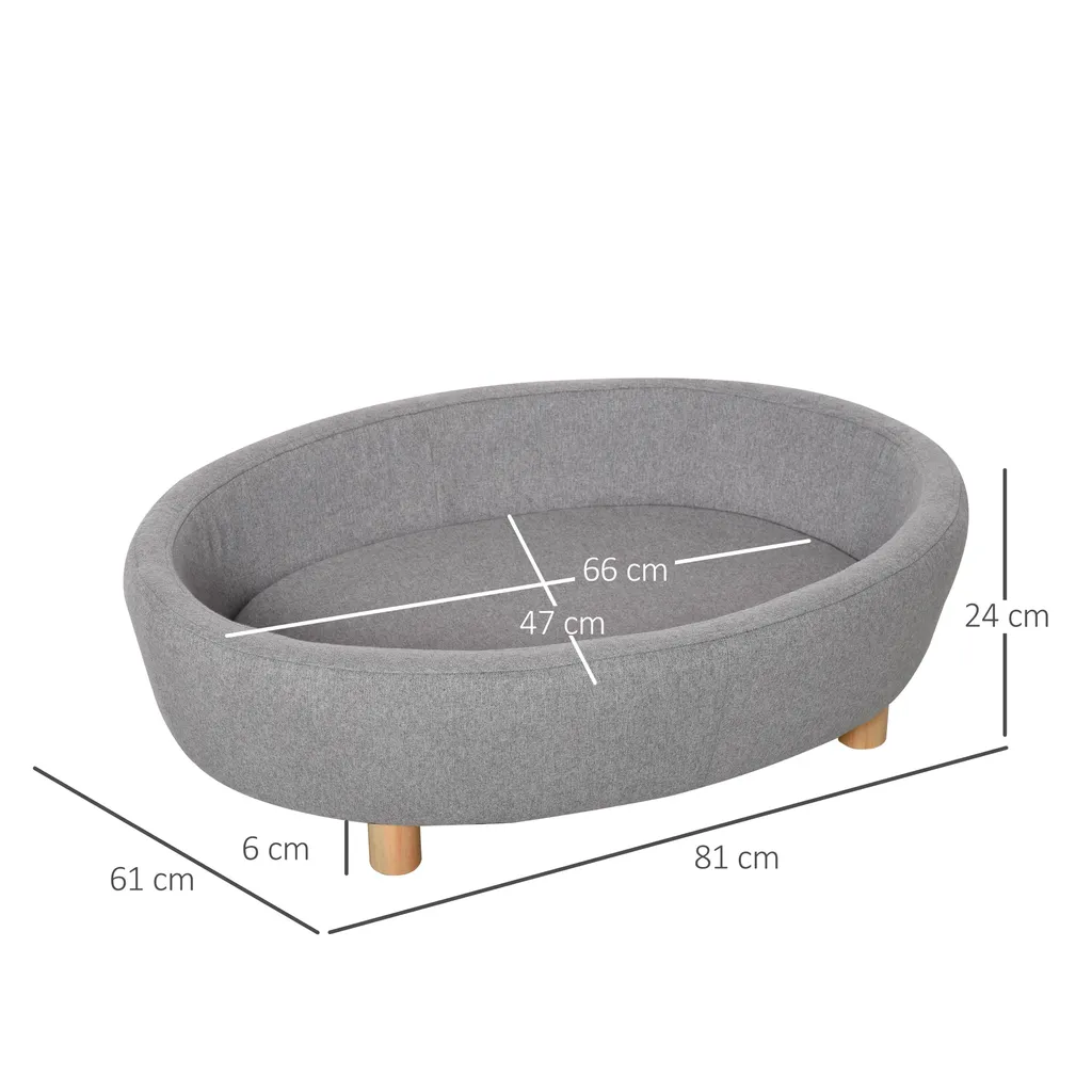 PawHut Hundesofa Haustiersofa Oval Morderne Gebürstetes Stoff Für Kleine Hunde Und Katzen 81 X 61 X 24 Cm Grau 3 PawHut Hundesofa Haustiersofa Oval Morderne Gebürstetes Stoff Für Kleine Hunde Und Katzen 81 X 61 X 24 Cm Grau – Bild 3