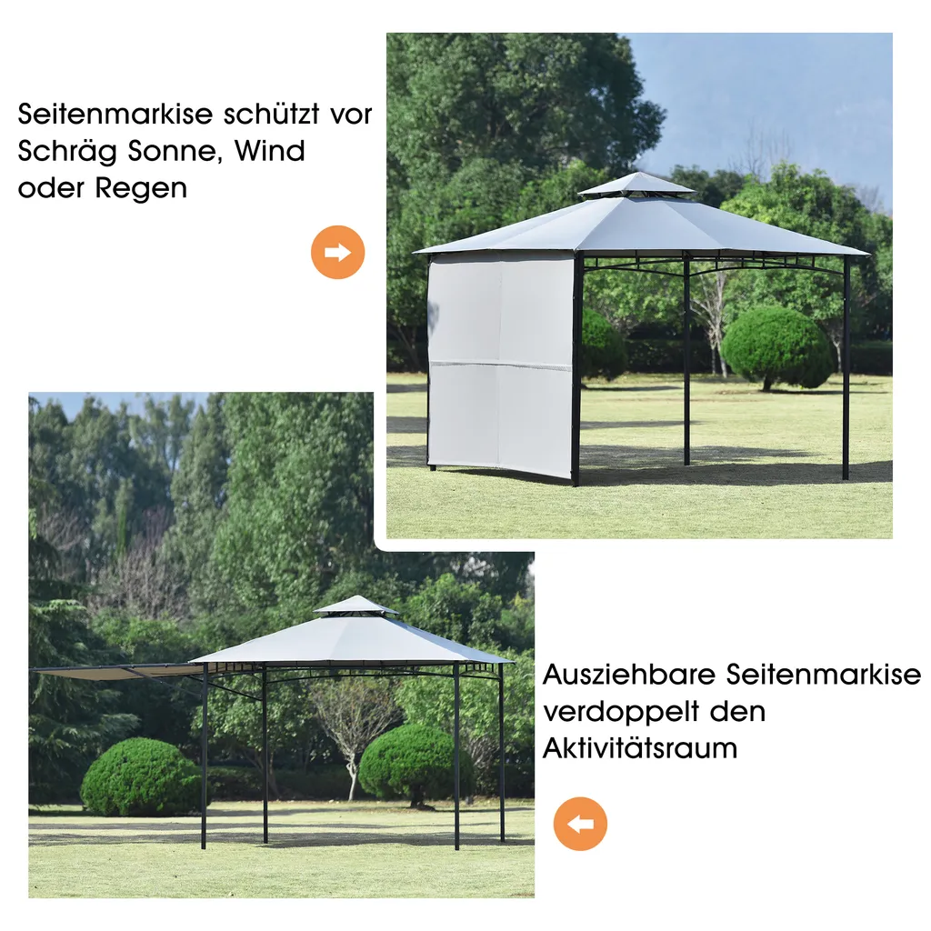 Flieks Pavillon 3x3 Wasserdicht, Gartenpavillon Grillpavillon Mit Seitenwand, Dach Und Pulverbeschichteter Stahl Partyzelt 5 Flieks Pavillon 3x3 Wasserdicht, Gartenpavillon Grillpavillon Mit Seitenwand, Dach Und Pulverbeschichteter Stahl Partyzelt – Bild 5