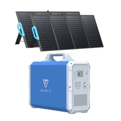 BLUETTI EB240 Tragbarer Solar Stromerzeuger 2400Wh Mit 2pcs Solar Panel 120W, Kraftwerk Für Home RV Notfall, 1000W AC Steckdose, MPPT, Falten Solar Panel Bundle, Outdoor Power Alternative