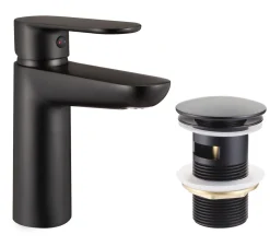 Primaster Waschtischarmatur Prag Schwarz Matt Mit Water Label