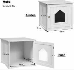 COSTWAY Katzenhaus Weiss, Kleintierhaus Holz, Katzenschrank Haustier Haus Tierhaus, 51 X 49 X 47cm -Garten- & Gewächshäuser Geschäft ece04fe1e8cdfd9b4d621e5d27a8a412