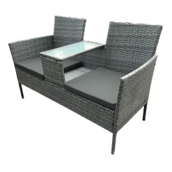 SVITA Rattan Bank Chicago Grau Gartenbank