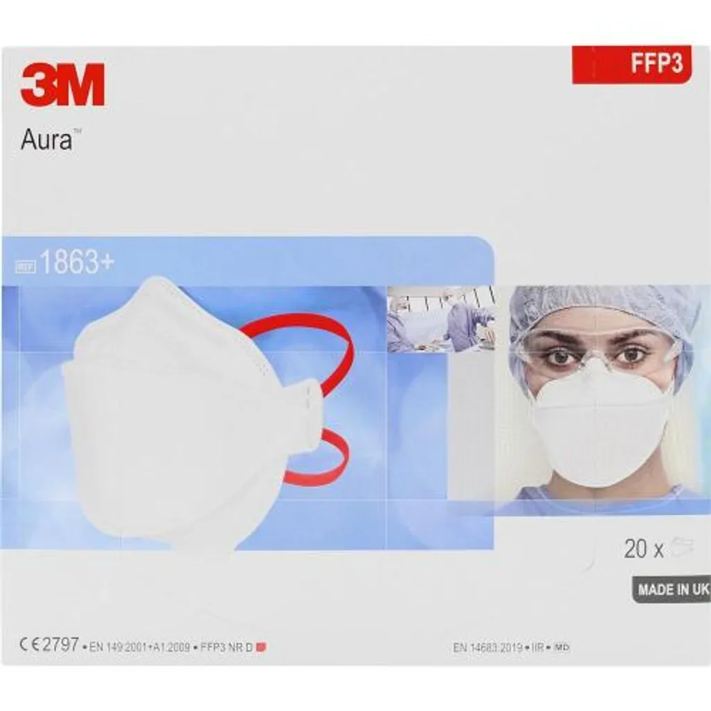 3M Medica Zwnl.d.3M Deutschl.GmbH 3M Aura Atemschutzmasken FFP3, Typ II R Ohne Ventil 1863+ FFP 3 2 3M Medica Zwnl.d.3M Deutschl.GmbH 3M Aura Atemschutzmasken FFP3, Typ II R Ohne Ventil 1863+ FFP 3 – Bild 2