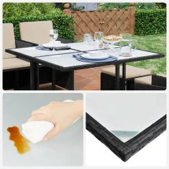 SONGMICS 9er Set, Balkonmöbel, Esstisch Und Stühle, Aus PE-Rattan, Terrassenmöbel GGF009B02 -Garten- & Gewächshäuser Geschäft edd380eb5b12b6e4a23c854c45284c94