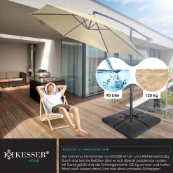 KESSER® Sonnenschirmständer 4-teilig Schirmgewicht Schirmständer Für Ampelschirm Bodenkreuz 90 Liter / 120 Kg Befüllbar Mit Wasser Oder Sand Inkl. Metallverbinder Ampelschirmständer Kunststoff, Farbe:Schwarz -Garten- & Gewächshäuser Geschäft edf6ec5afc82db81fd88a5f3fef7196a