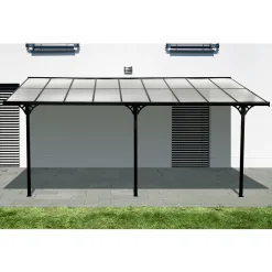 Westmann Aluminium Terassenüberdachung Mit Doppelstegplatten "Bruce" Schwarz 556 X 300 X 225-270 Cm (L X B X H)