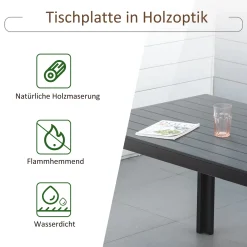 Outsunny Gartentisch Aluminium Tisch Garten Terrasse Holz-Kunststoff WPC Non-Wood Schwarz Mit Horizontale/vertikale Sitzlatten -Garten- & Gewächshäuser Geschäft ee1f92ed83d4424a0fe388b3bdb91379