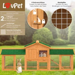 LOVPET® Kaninchenstall Hasenstall XXL Kleintiergehege Premium - Große Für Bis 4 Hasen Doppelstockhaus - 2 Ebenen - Hasenkäfig Meerschweinchen Freilauf Garten - Winterfest Holz 220x50x86 Cm, Farbe:Braun 10 LOVPET® Kaninchenstall Hasenstall XXL Kleintiergehege Premium - Große Für Bis 4 Hasen Doppelstockhaus - 2 Ebenen - Hasenkäfig Meerschweinchen Freilauf Garten - Winterfest Holz 220x50x86 Cm, Farbe:Braun -Garten- & Gewächshäuser Geschäft ee259b10d2155661068b245e203118ee