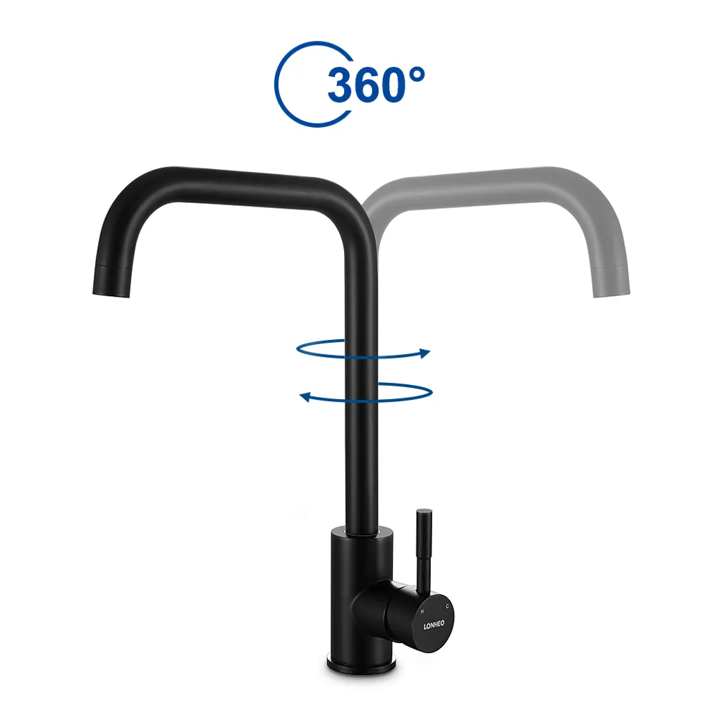 Lonheo Niederdruck Wasserhahn Küche Armatur Aus Edelstahl, 360° Schwenkbar Küche Mischbatterie Einhebelmischer Für Kaltwasser Und Einen Wasserboiler Konzipiert 2 Lonheo Niederdruck Wasserhahn Küche Armatur Aus Edelstahl, 360° Schwenkbar Küche Mischbatterie Einhebelmischer Für Kaltwasser Und Einen Wasserboiler Konzipiert – Bild 2