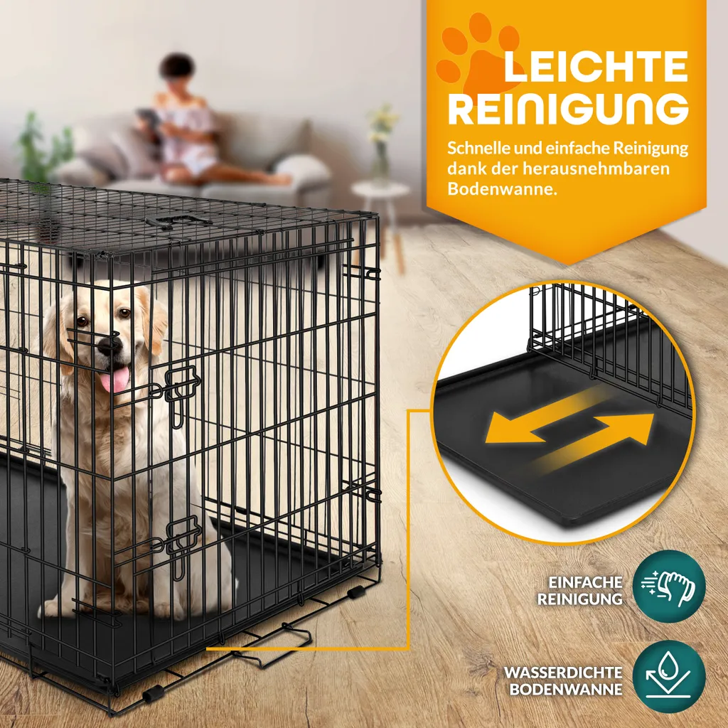 TRESKO® Hundekäfig 77x48x54cm Metall Transportkäfig Auto Hundebox Transportbox Faltbar Drahtkäfig 4 TRESKO® Hundekäfig 77x48x54cm Metall Transportkäfig Auto Hundebox Transportbox Faltbar Drahtkäfig – Bild 4