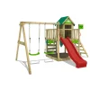 Wickey FATMOOSE Spielturm Klettergerüst JazzyJungle Mit Schaukel & Rutsche, Spielhaus Mit Sandkasten, Leiter & Spiel-Zubehör - Rot