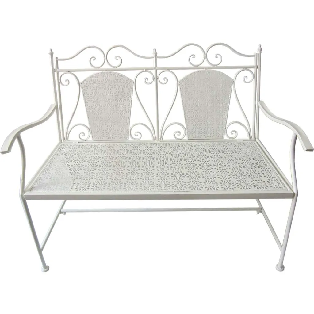 Garden Pleasure Bank Eisen Parkbank Garten Bank Sitzbank Möbel Weiß Vintage 3 Garden Pleasure Bank Eisen Parkbank Garten Bank Sitzbank Möbel Weiß Vintage – Bild 3
