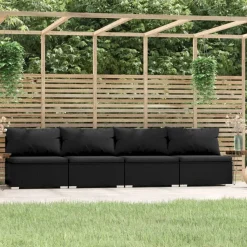 VidaXL 4-Sitzer-Sofa Mit Kissen Schwarz Poly Rattan