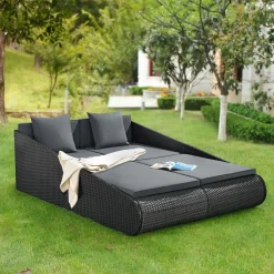 Juskys Polyrattan Sonnenliege Mykonos – XXL Outdoor Doppelliege Mit Polster Kissen In Grau Waschbar – Für Garten & Balkon – Gartenliege Sonneninsel 18 Juskys Polyrattan Sonnenliege Mykonos – XXL Outdoor Doppelliege Mit Polster Kissen In Grau Waschbar – Für Garten & Balkon – Gartenliege Sonneninsel -Garten- & Gewächshäuser Geschäft ef2147cf5c0adfa11eed9cb812a3f93a