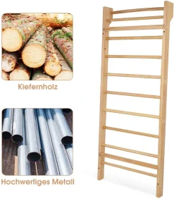 COSTWAY Klettergerüst Sprossenwand Turnwand Heimsportgerät Gymnastik Fitness 195x80x14cm Holz -Garten- & Gewächshäuser Geschäft ef64f0a7da28c9044b1f183c29e1d0a1