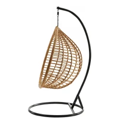 Mirjan24 Hängesessel Bali, Stilvoll Hängekorb, Gartensessel Mit Stahlskelett, Rattan, Kokon (Schwarz / Natur + Grau Kissen) -Garten- & Gewächshäuser Geschäft ef879d6da7c7e51349168a6005c9d950