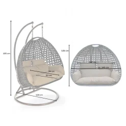 HOME DELUXE - Polyrattan Hängesessel TWIN Grau - Komplett Inkl. Regenabdeckung Hängestuhl Hängekorb Gartenliege -Garten- & Gewächshäuser Geschäft ef89463b56a2964668594fd5f3526347