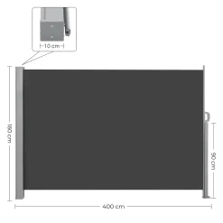 SONGMICS Seitenmarkise, Sichtschutz, 160 X 400 Cm, Ausziehbar，Markise, Aus 220 G/m² Polyester,Blickdicht, Seitenrollo, Für Balkon, Terrasse, Garten, Anthrazit GSA564G01 -Garten- & Gewächshäuser Geschäft efae80d7c158ea3ed341775d4c9457af