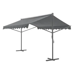 Pro-Tec Standmarkise Selenizza Freistehende Markise 400x300x260cm Gartenmarkise Sonnenschutz Terrassenüberdachung Outdoor Terrasse Garten Balkon Dunkelgrau