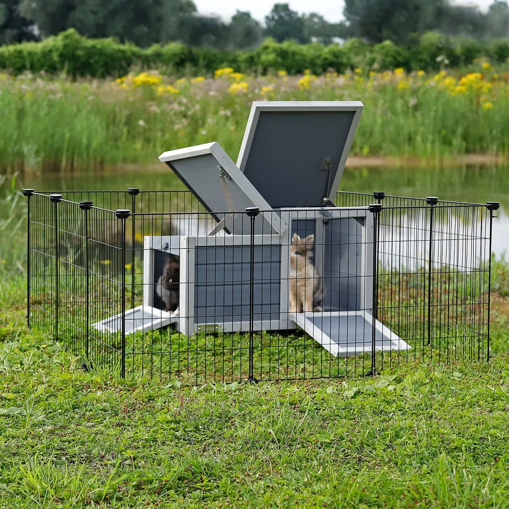 Lionto Kaninchenstall Kleintierhaus Nagerhaus Kleintierstall Aus Holz Grau 70x43x45 Cm 3 Lionto Kaninchenstall Kleintierhaus Nagerhaus Kleintierstall Aus Holz Grau 70x43x45 Cm – Bild 3