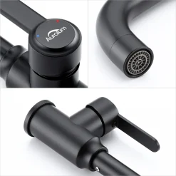 Auralum 360° Drehbar Armatur Für Küche Und Waschbeken, Badarmatur Einhebel-Waschtischmischer, Schwarz -Garten- & Gewächshäuser Geschäft efcad8f5449a9a3bdc5d5600be391582