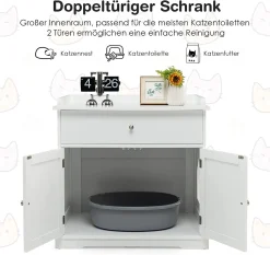 COSTWAY 3-in-1 Katzenschrank Mit Schublade, Tür & Eingang, Katzenhaus, Katzentoilette, Katzenkommode, Katzenhöhle Weiß -Garten- & Gewächshäuser Geschäft efd155df53babf6c1787d957cbf65bab