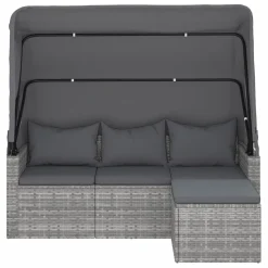 VidaXL 3-Sitzer-Gartensofa Mit Dach Und Fußhocker Grau Poly Rattan -Garten- & Gewächshäuser Geschäft f01578b74e827610ca9fcb510ded7c46