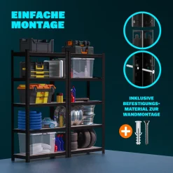 MONZANA® Schwerlastregal Kellerregal Steckregal Werkstattregal Lagerregal Regal, Model:2x 5 Böden - 180x90x40cm - Schwarz -Garten- & Gewächshäuser Geschäft f01d0b4b2fe3a2f8547afc0d3b0aaf50