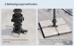 SONGMICS Sonnenschirm 290 X 290 Cm, UV-Schutz UPF 50+, Um 360° Drehbar, Mit Ständer, Befestigungsgurten Und Abdeckung, Rauchgrau GPU039G01 -Garten- & Gewächshäuser Geschäft f0770332bebac6383518360927d1a118
