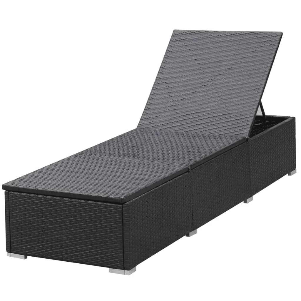 VidaXL Sonnenliege Mit Auflage Poly Rattan Schwarz 6 VidaXL Sonnenliege Mit Auflage Poly Rattan Schwarz – Bild 6