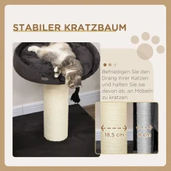 PawHut Stabiler Katzenbaum Für Große Katzen, XXL, Katzenkratzbaum Mit Katzenbett, Kletterbaum, Kratzbaum Mit Sisalsäule Und Spielseil, Katzenmöbel, Spielbaum, Grau -Garten- & Gewächshäuser Geschäft f0b2dc47c4b331553df4b46650e4ee8c
