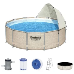 Bestway Power Steel™ Frame Pool Komplett-Set, Rund, 396x107cm, 5614V -Garten- & Gewächshäuser Geschäft f0ba2c07c0ab0d2201cbdda63710a9a7 1