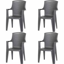 PROGARDEN Eden SET 4x Stapelsessel Anthrazit Kunststoff M73551