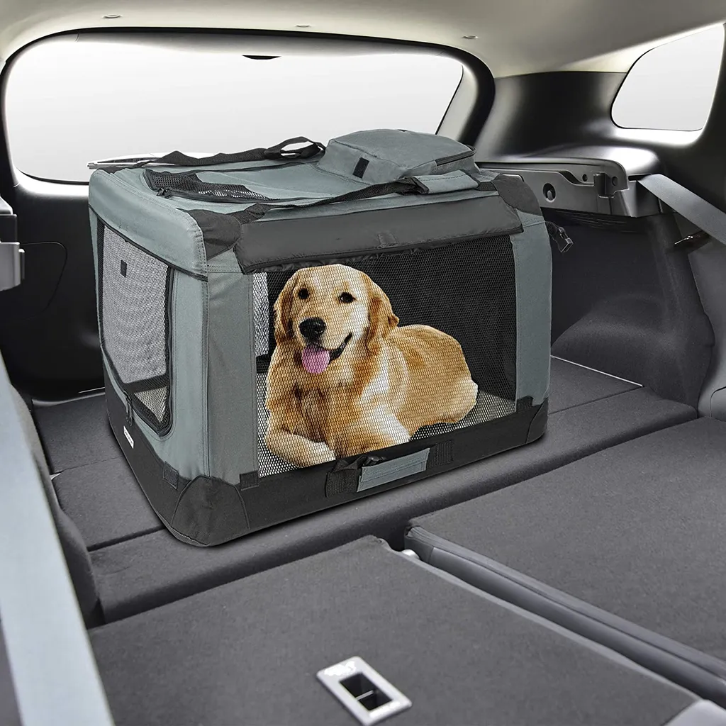 ONVAYA® Faltbare Transportbox Für Hunde & Katzen | XL | Faltbare Hundebox Oder Katzenbox Für Auto & Zuhause | Farbe Grau Schwarz 7 ONVAYA® Faltbare Transportbox Für Hunde & Katzen | XL | Faltbare Hundebox Oder Katzenbox Für Auto & Zuhause | Farbe Grau Schwarz – Bild 7