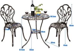 COSTWAY 3tlg. Bistroset Balkonset Gartenset Sitzgruppe Sitzgarnitur Gartengarnitur Gartenmoebel Bistrotisch Gartentisch Mit 2 Stuehlen Metall Antik -Garten- & Gewächshäuser Geschäft f1054ab526e1f8ea8130c46f5a671cd8