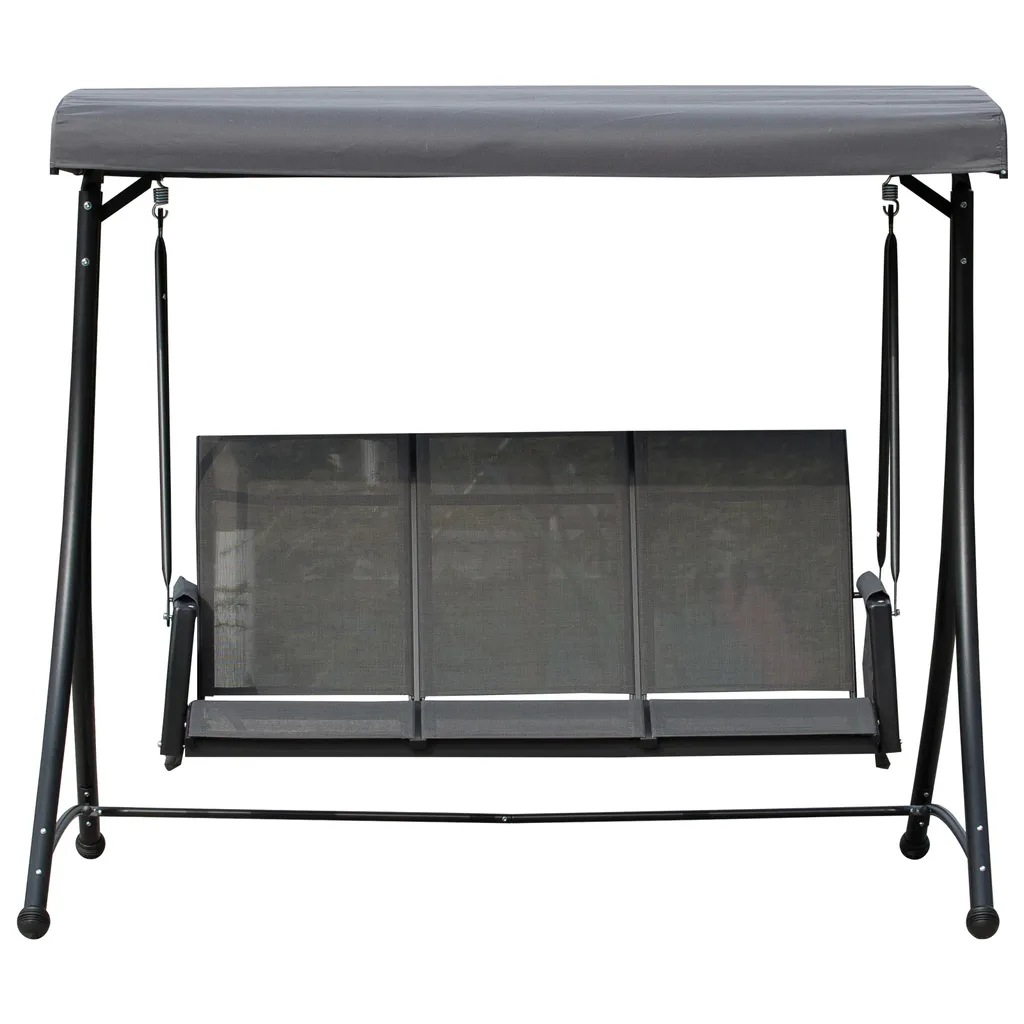 Outsunny 3-Sitzer Hollywoodschaukel, Gartenschaukel Mit Sonnendach, Schaukelbank Mit Ablage, Aluminium, Grau, 196 X 128 X 172 Cm 3 Outsunny 3-Sitzer Hollywoodschaukel, Gartenschaukel Mit Sonnendach, Schaukelbank Mit Ablage, Aluminium, Grau, 196 X 128 X 172 Cm – Bild 3