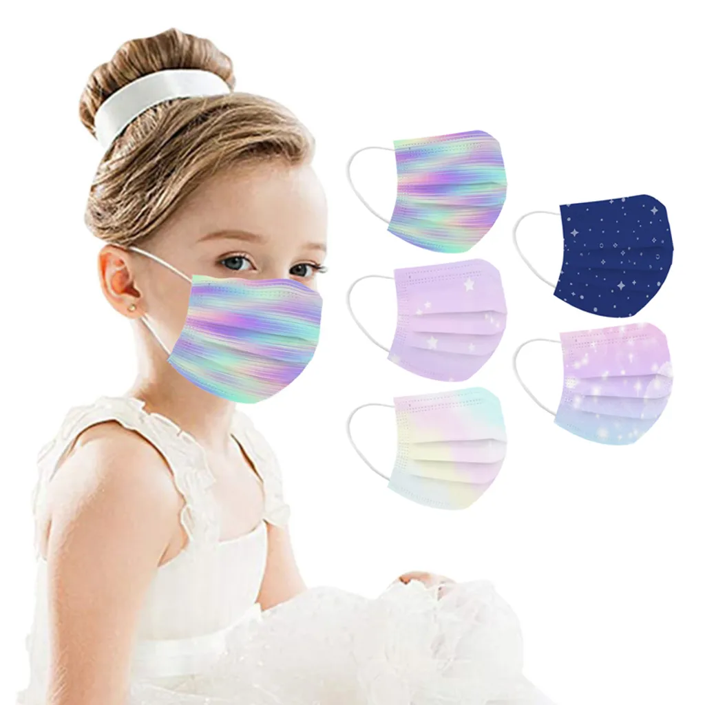Jinaishop 50pcs Kindermaske Tie-Dye Farbverlauf Gedruckt Einweg-Gesichtsmasken (9,5 * 14,5 Cm) 4 Jinaishop 50pcs Kindermaske Tie-Dye Farbverlauf Gedruckt Einweg-Gesichtsmasken (9,5 * 14,5 Cm) – Bild 4