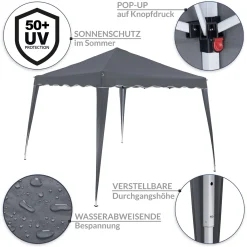 Deuba Pavillon Pop-Up 3x3m UV-Schutz 50+ Wasserdicht Faltbar Inkl. Tasche Faltpavillon Zelt Capri, Farbe:anthrazit -Garten- & Gewächshäuser Geschäft f181b4fe48ec4c00616814e8b99753ae