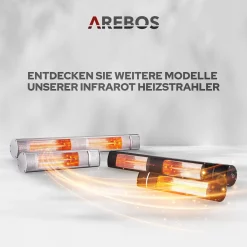 AREBOS Infrarot Heizstrahler Mit Fernbedienung, 3000W, 3 Heizstufen, Terrassenheizer, Wand-Heizstrahler, Silber -Garten- & Gewächshäuser Geschäft f18221192e66e61d7172bcc3224679a2