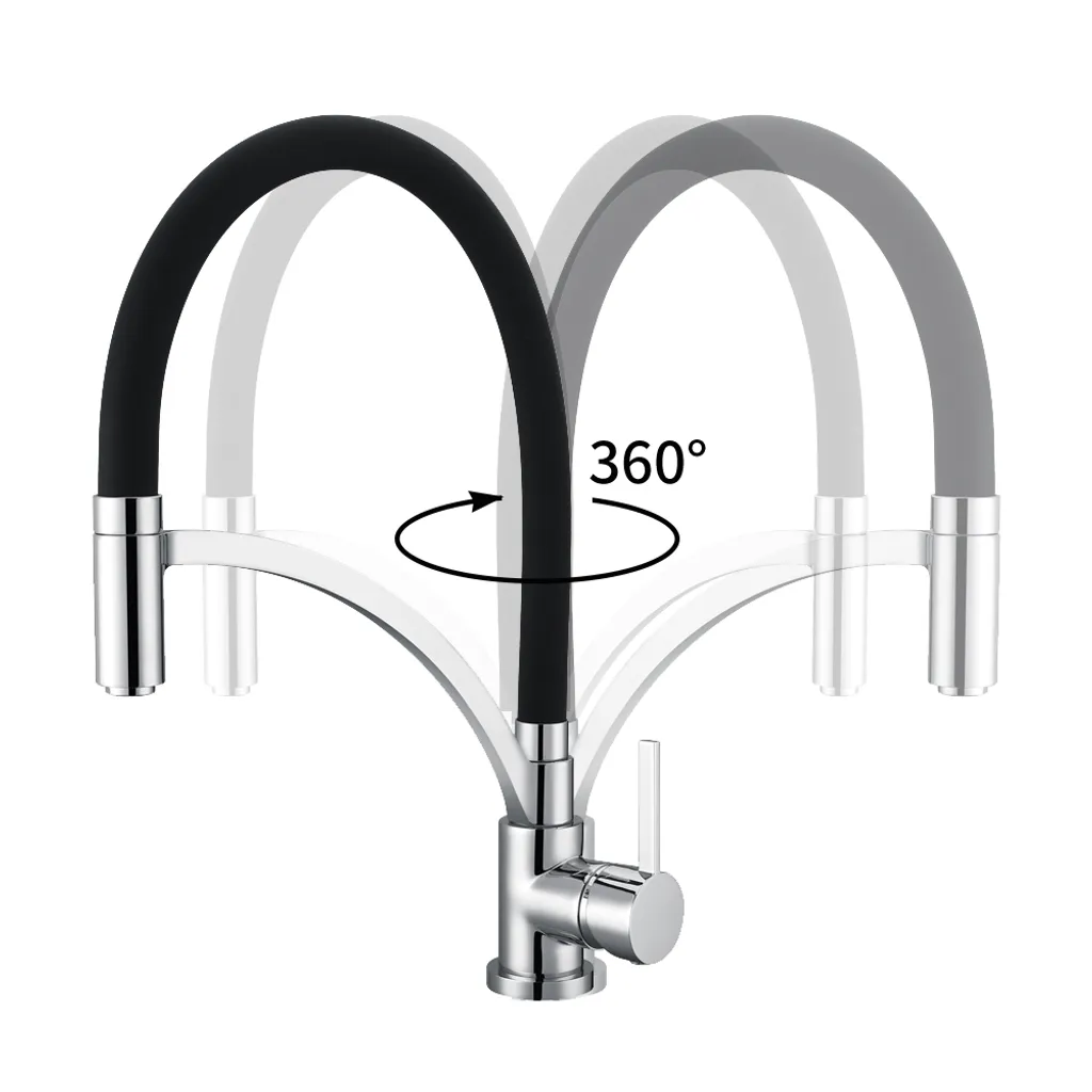 Homelody Wasserhahn Küche Schwarz, 360° Drehbar Silikon In Lebensmittelqualität Wand Küchenarmatur Wandarmatur Flexibel Ausziehbarer, Spültischarmatur Für Küche Messing 4 Homelody Wasserhahn Küche Schwarz, 360° Drehbar Silikon In Lebensmittelqualität Wand Küchenarmatur Wandarmatur Flexibel Ausziehbarer, Spültischarmatur Für Küche Messing – Bild 4